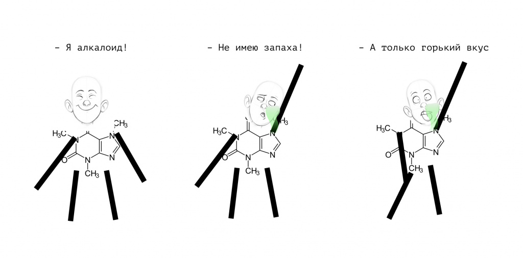 на кофеине, алкалоид